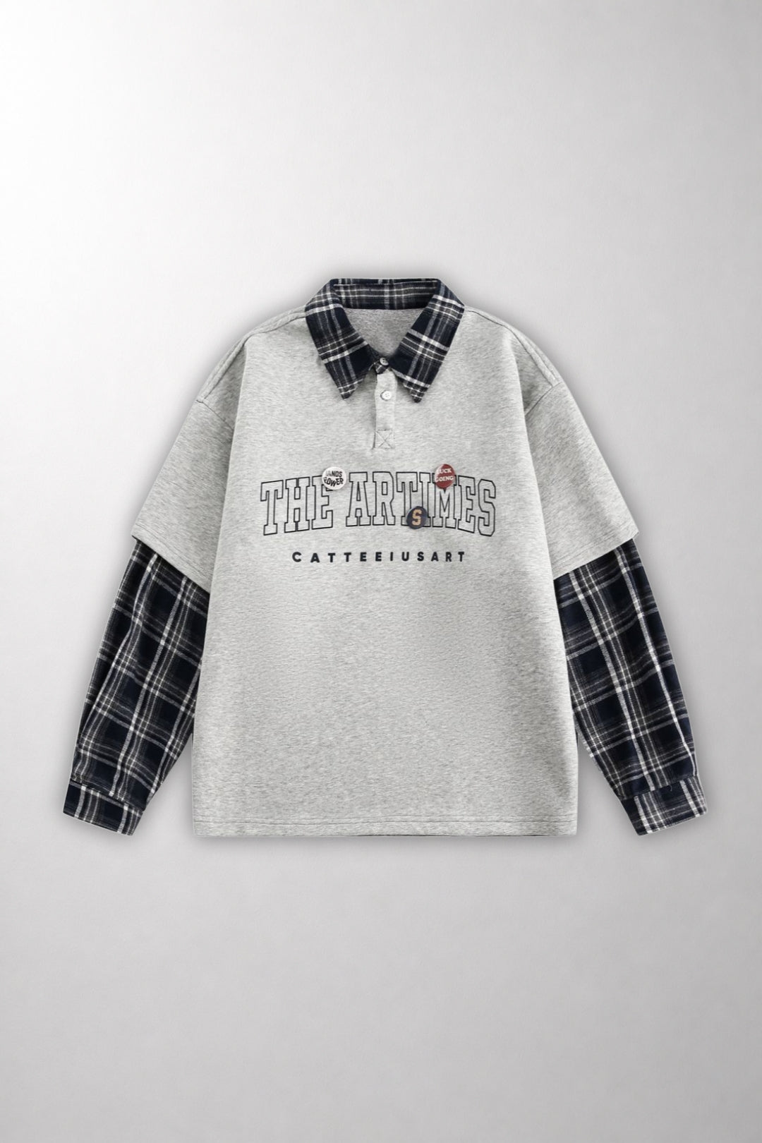 The Artimes Layered Plaid Polo Sweatshirt