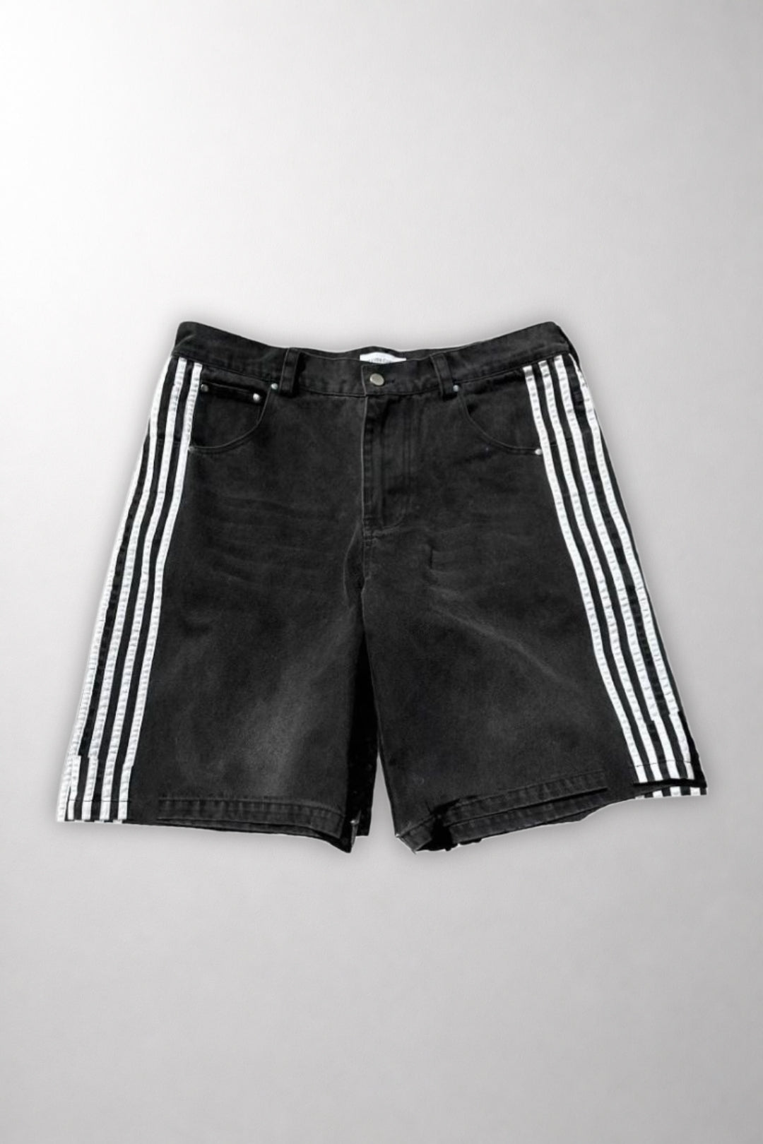 HCW Side-Stripe Denim Shorts